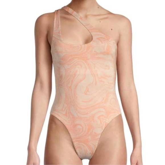 NWT L’SPACE Phoebe Lurex Cutout One-Piece Swimsuit in All Swirled Up size 8 - Picture 4 of 13